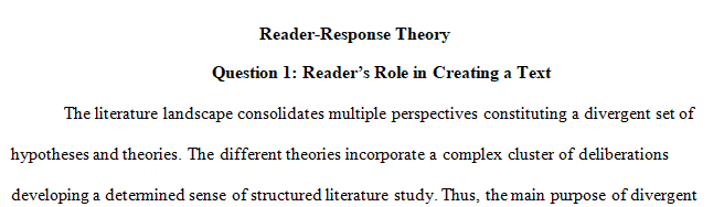 Reader-response theorists contend that ultimately a reader has a role in creating a text.