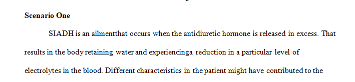 Scenario 1 Syndrome of Antidiuretic Hormone (SIADH)