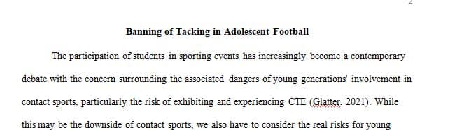 Tacking shouldn’t be banned in football adolescent