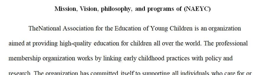 The National Association for the Education of Young Children (NAEYC) is located in Washington