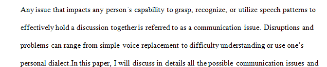 Write a paper with twenty communication issues,  identify the communication concept.