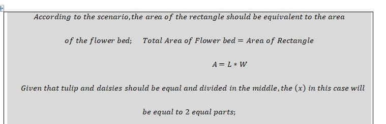 You are going to plant a rectangular flower bed consisting of tulips in the middle surrounded by daisies on the outside.