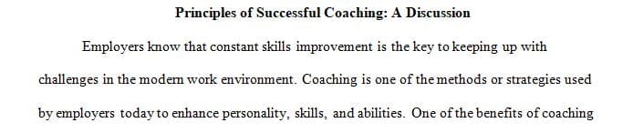 Coaching is an important process in organizations