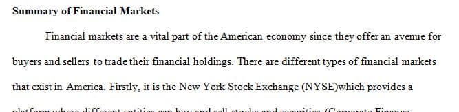 Research how financial markets and institutions influence the US and global economies.