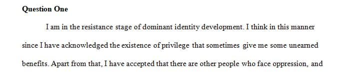 The five stages of Dominant Identity Development.