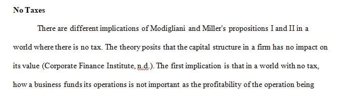 Discuss the implications of MODIGLIANI AND MILLER (M&M) propositions