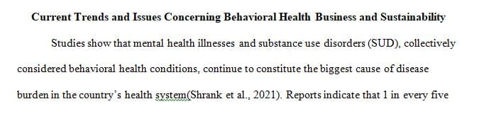 Literature on the current trends and issues surrounding the business of behavioral health.