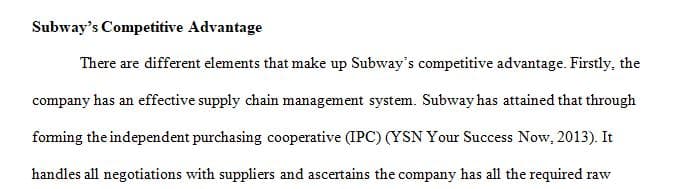 What were the major elements of Subway’s competitive advantage