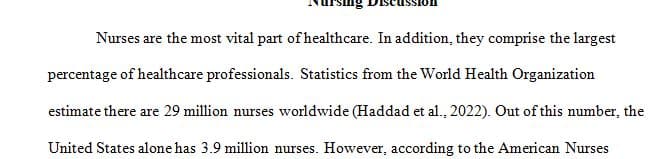 According to the US Bureau of Labor Statistics (as cited in American Association of Colleges of Nursing