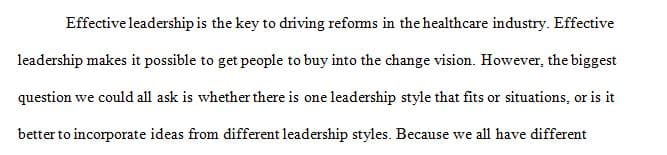 Leadership Style and Change Advocacy Statement
