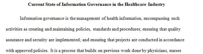 Research the current state of information governance in the healthcare industry.