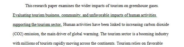 Tourism and its Effects on Global Warming