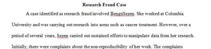 You are asked to analyze an example of academic misconduct or research fraud