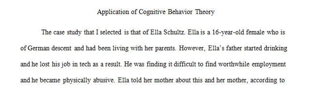 Application of Cognitive Behavior Theory to a Case Study