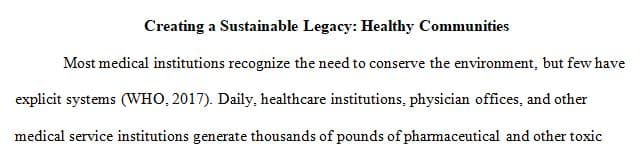 Creating A Sustainable Legacy Healthy Communities