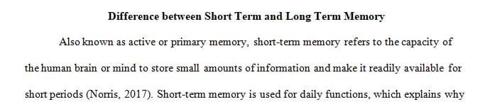 Describe the difference between short-term memory and long-term memory