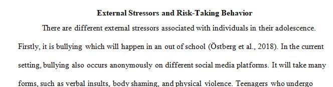 Describe two external stressors that are unique to adolescents. 