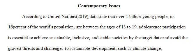 Research the range of contemporary issues teenagers face today