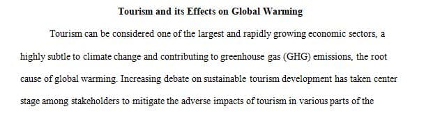 Tourism and its Effects on Global Warming