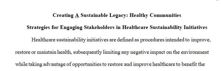 MHACB/560: Creating A Sustainable Legacy: Healthy Communities