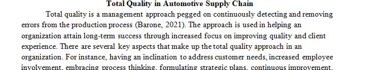 A review of total quality in automotive supply chain