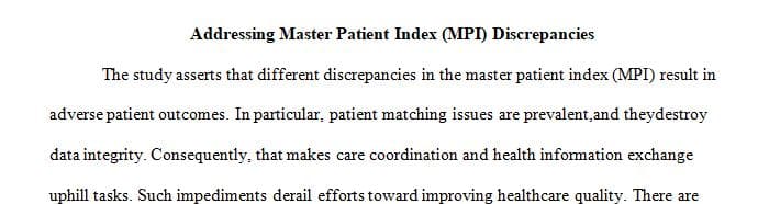 After reviewing the study on MPI discrepancies, write an executive summary