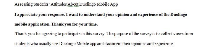 Create a paper-based survey instrument evaluating a mobile application or Website