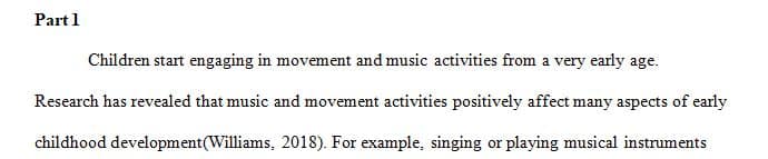 Summarize and give three (3) positive effects that music and movement