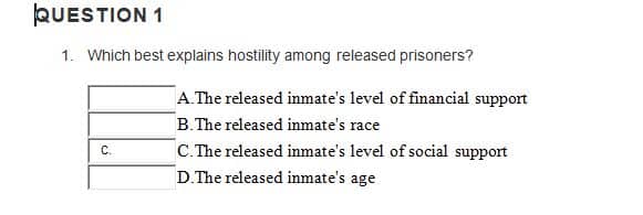 Which best explains hostility among released prisoners 