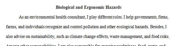 You have been hired by the City Council as an Environmental Health Consultant to provide technical advice about two topics.
