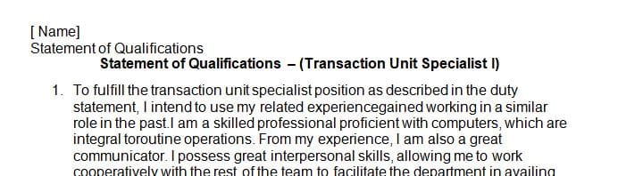 Describe how you would use your related experience to fulfill the Transaction Unit Specialist I position as described in the duty statement