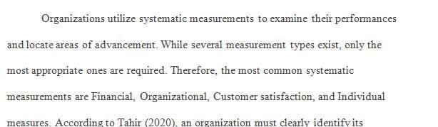 In terms of systematic measurements, organizations are divided into four categories