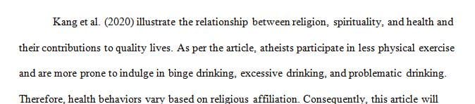 Research a journal article on the impact of religion, faith, or spirituality on an individual's mental health