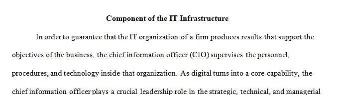 Understand the role of Chief of Information Officer (CIO) and his responsibilities in managing IT infrastructure of a company
