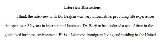 Watch the interview with Dr. Vic Bezjian and respond to the below prompts