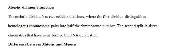 What is the function of meiotic division