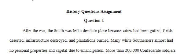 What were the principal questions facing the nation at the end of Civil War