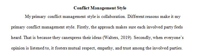 Analyze your primary conflict management style
