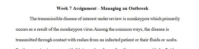 Assignment - Managing an Outbreak