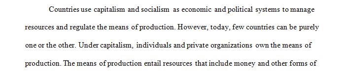 Define capitalism and socialism and provide examples of countries for both structures