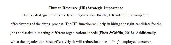 Examine the strategic importance of human resources within an organization