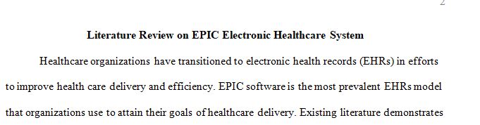 Literature review on EPIC Electronic Healthcare System