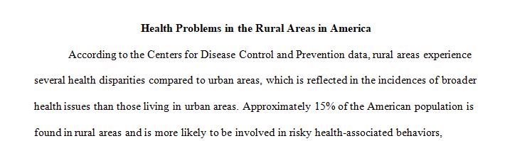 Which area, rural or urban, has the most health problems