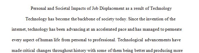 Write an essay in the form of a blog about the personal and societal impacts of job displacement caused by changes in technology