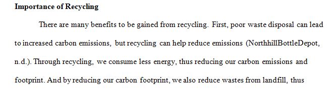 Write an essay in which you discuss your view on the importance of recycling