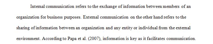 You have completed have asked you to consider scenarios involving internal communication within an organization
