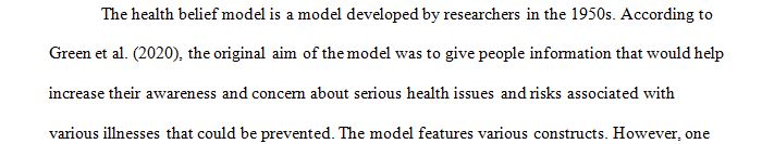 Describe how you would apply one Health Belief Model construct in creating a brochure for this health problem