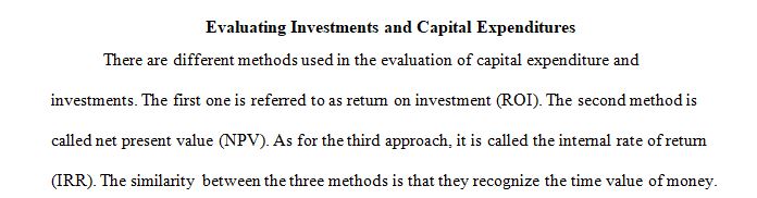 Evaluating Investments and Capital Expenditures