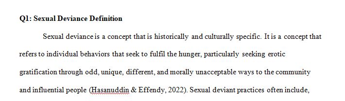 Define sexual deviance in your own words.