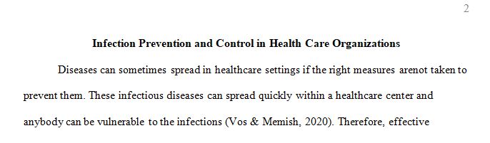 Infection prevention and control in health care organization